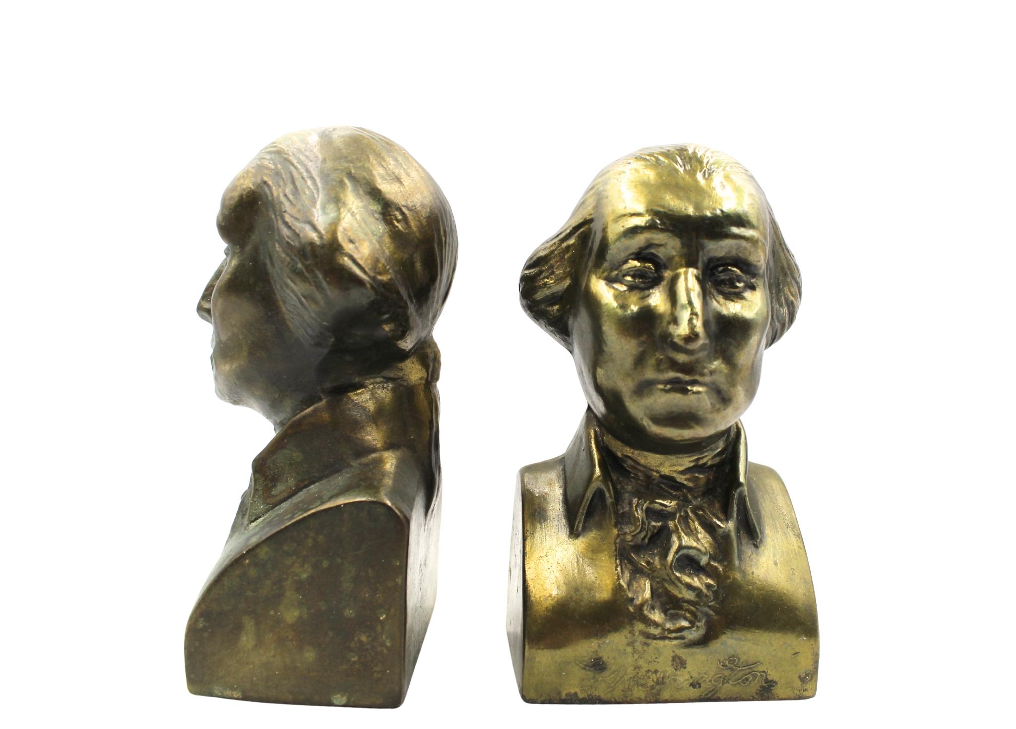 Américain Serre-livres vintage en bronze en forme de buste de Georges Washington en vente