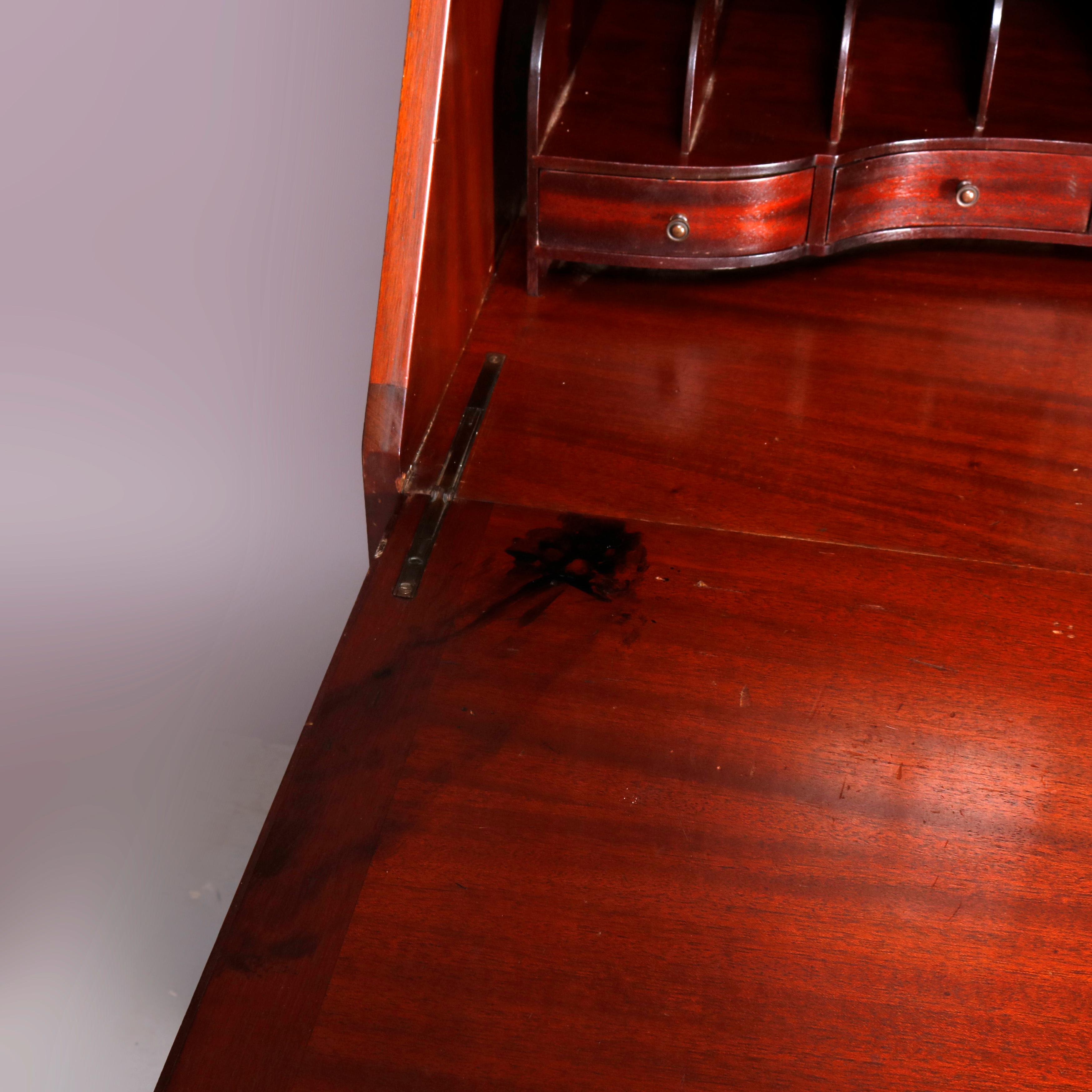 George Winthrop Carved Mahogany Drop Front Secretary & Bookcase, circa 1950 8