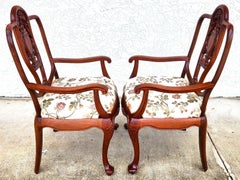 Vintage George Zee & Co Hand Carved Rosewood Armchairs A Pair