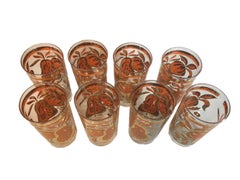 Vintage Georges Briard Barware, Highball Glasses, 'Pageant' Pattern in Orange
