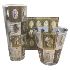 Retro Georges Briard Barware Suite in the Scotch Pattern - Glasses & Napkins
