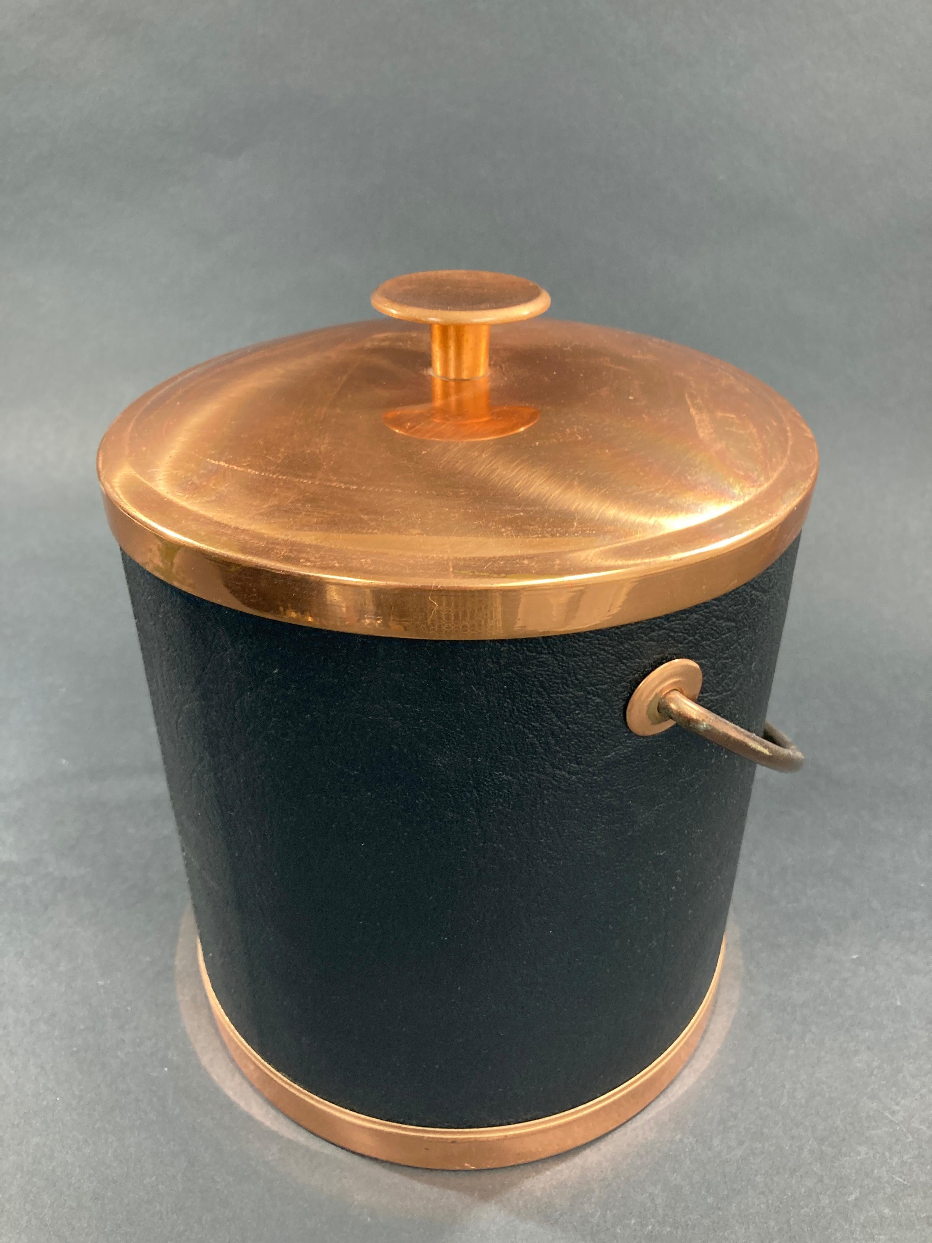 Plastic Vintage Black Ice Bucket with Copper Cover