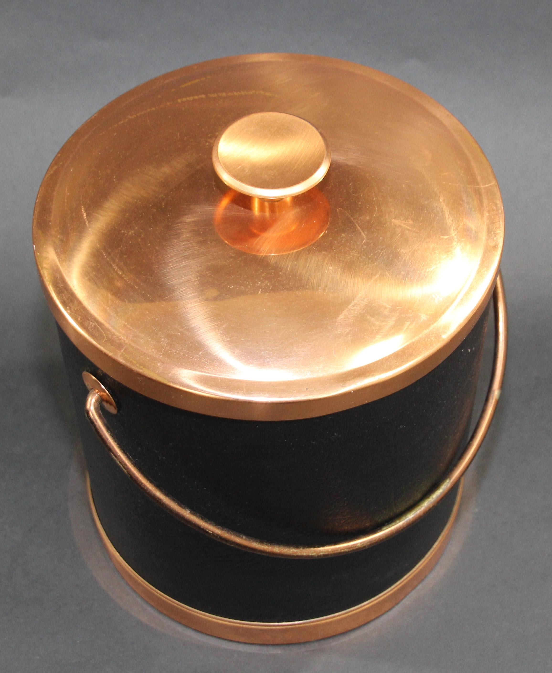 Vintage Black Ice Bucket with Copper Cover 2