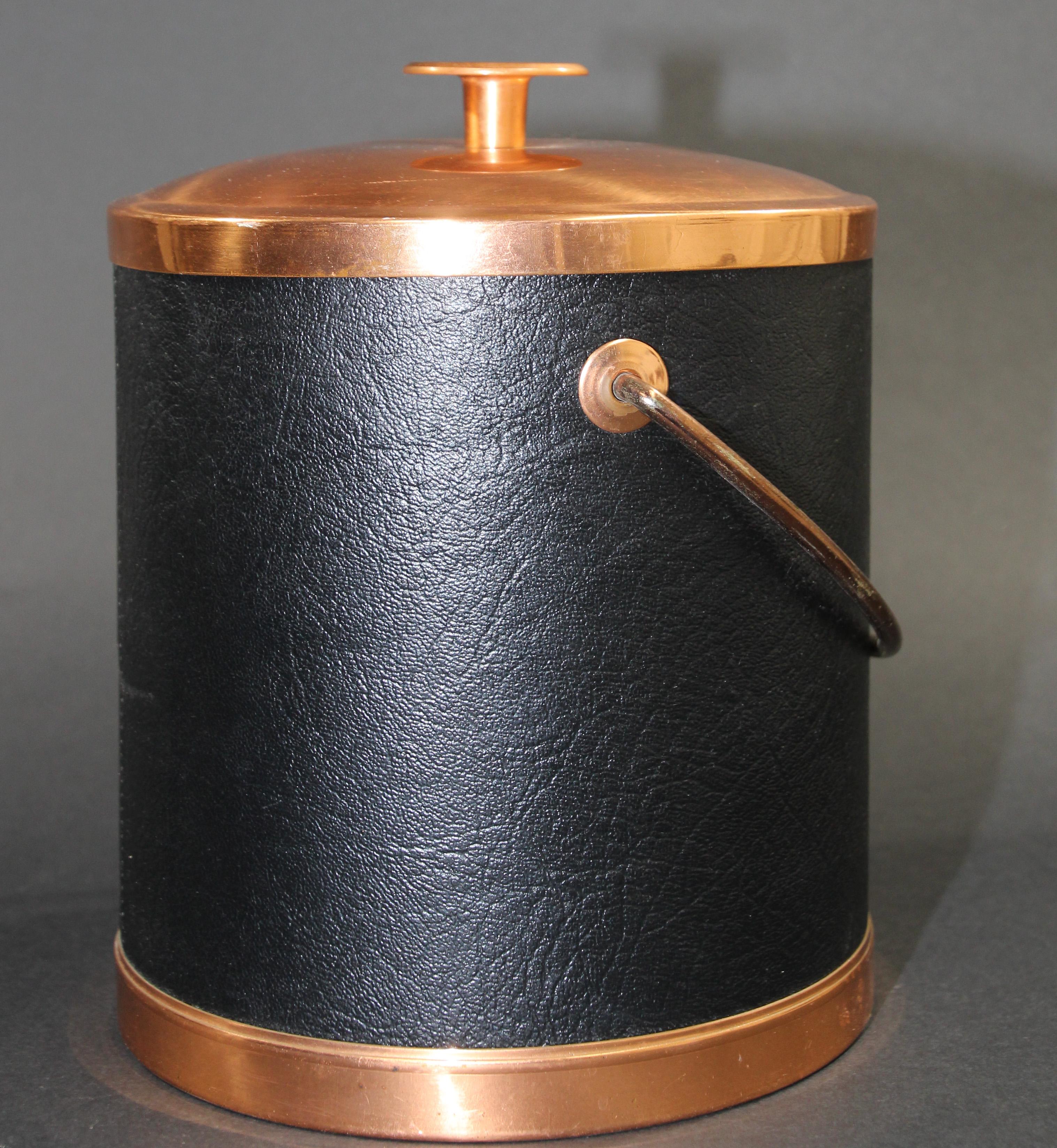 Vintage Black Ice Bucket with Copper Cover 3