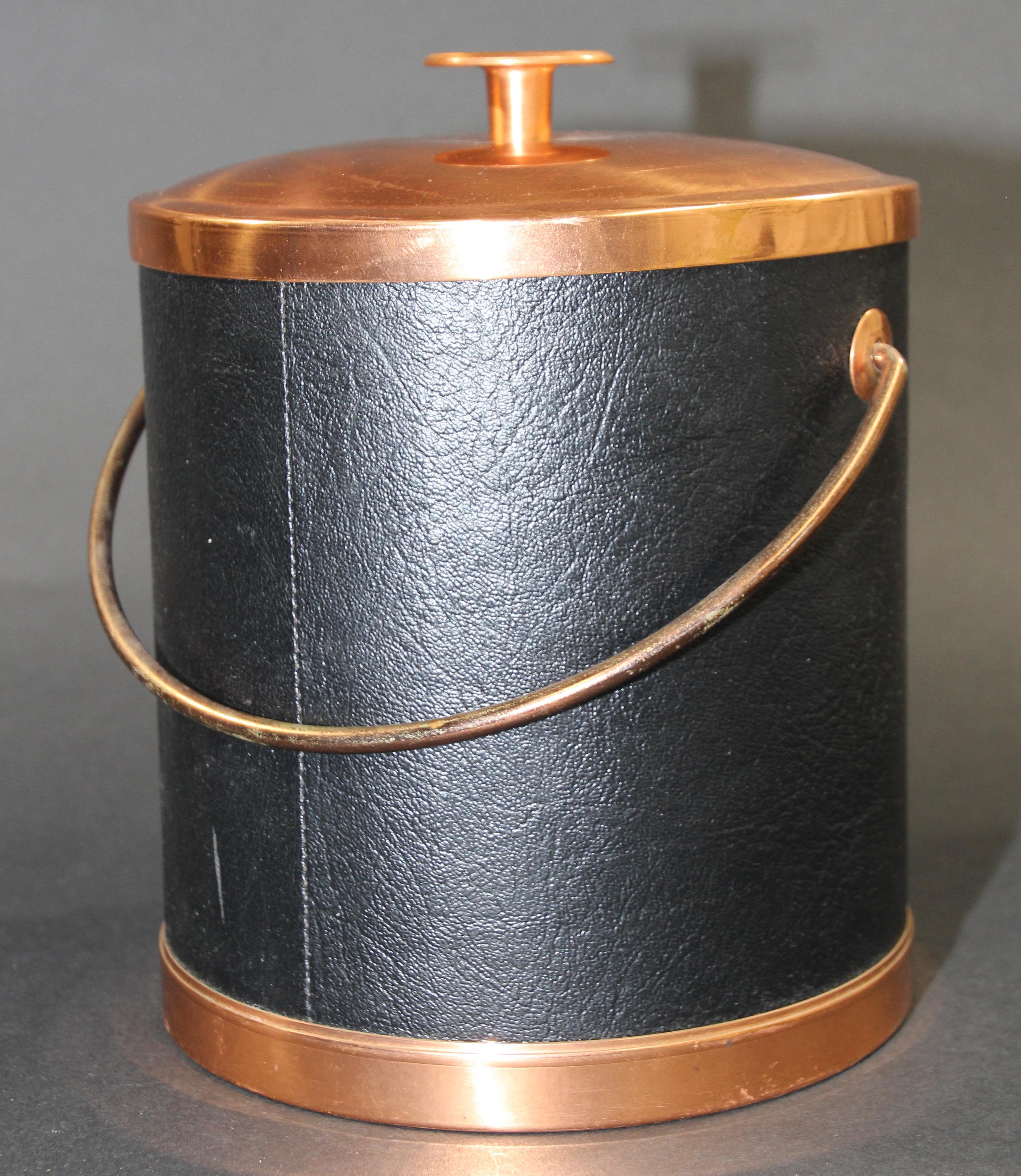 Vintage Black Ice Bucket with Copper Cover 4