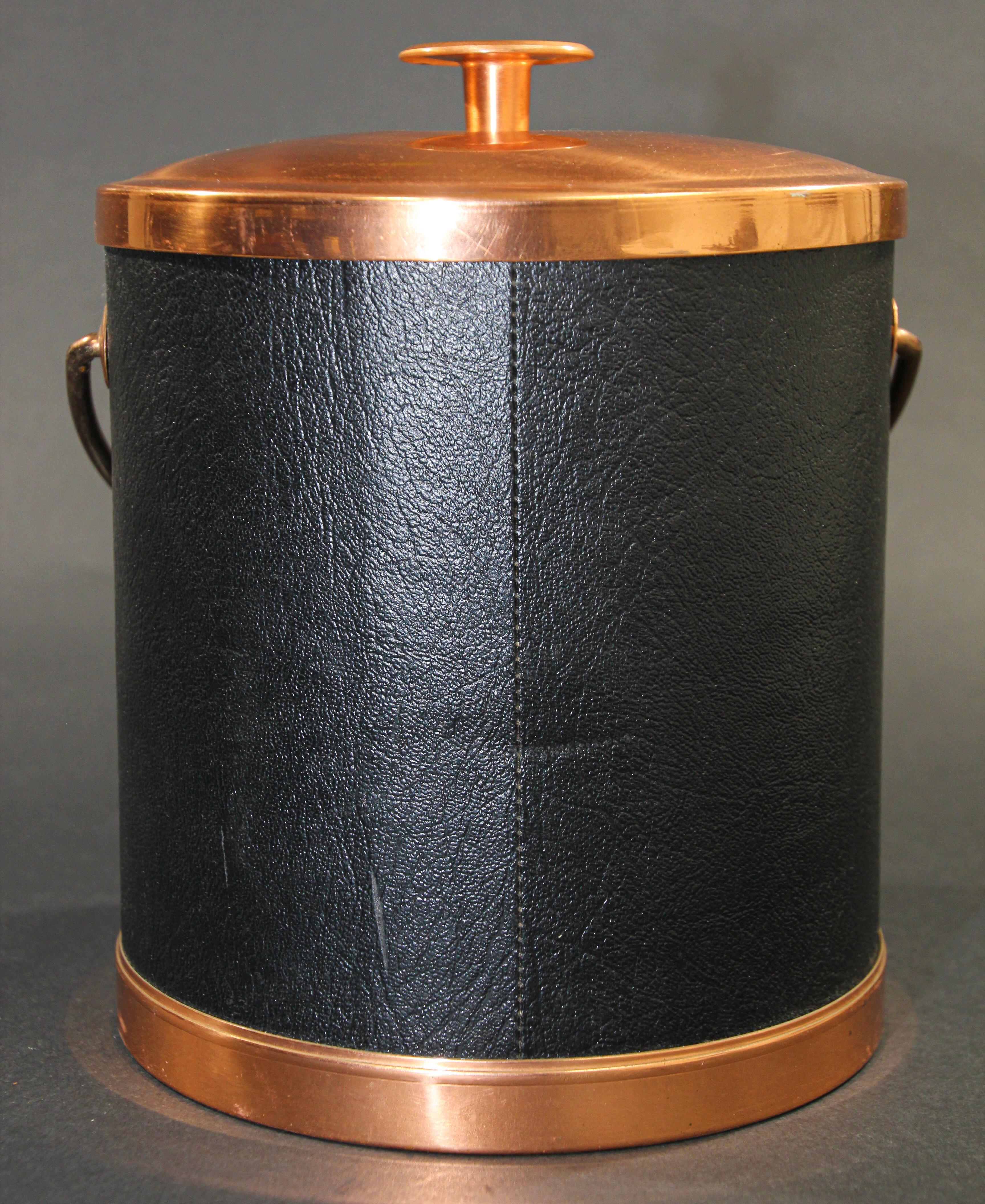 Vintage Black Ice Bucket with Copper Cover 5