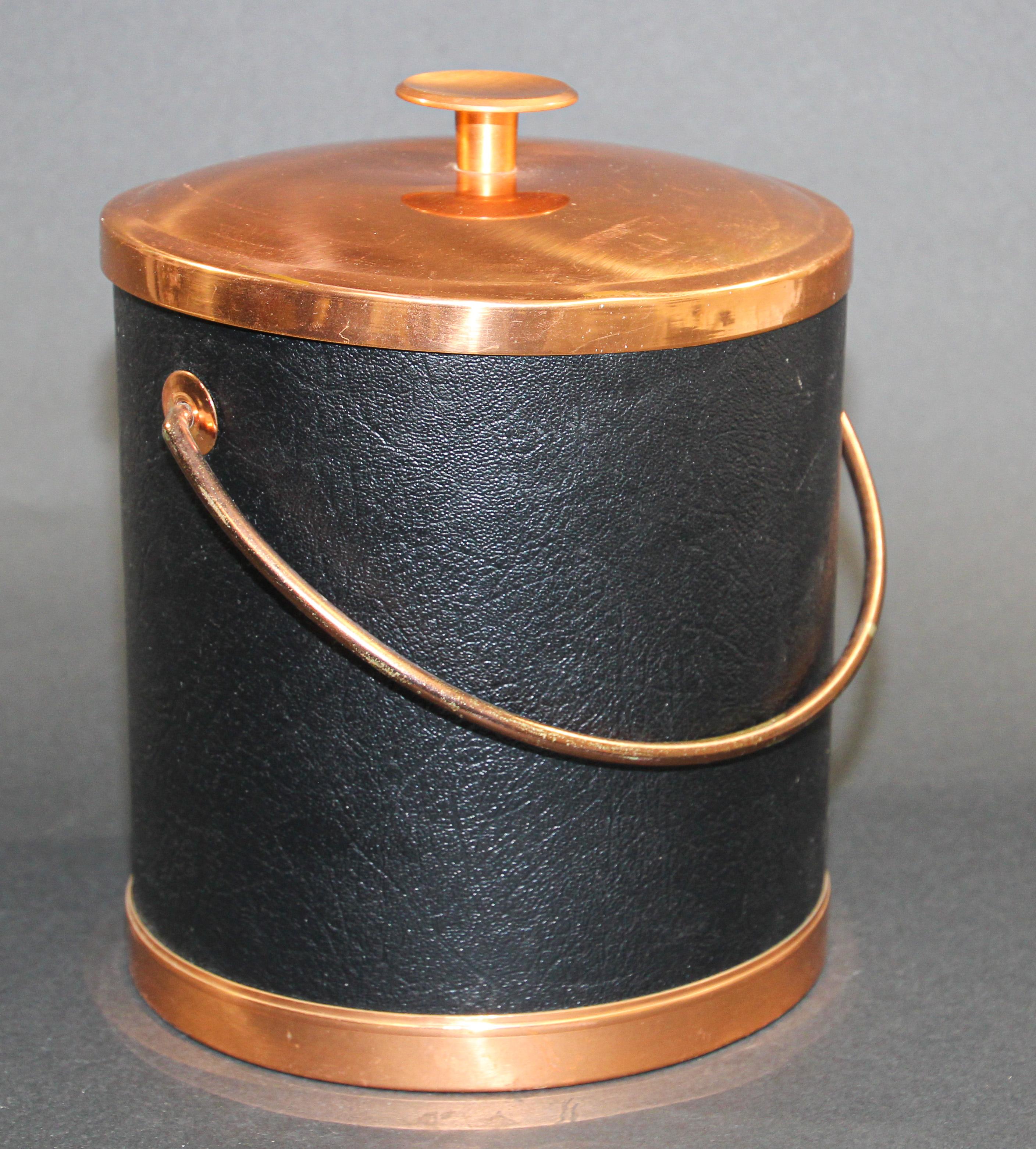 Vintage Black Ice Bucket with Copper Cover 8