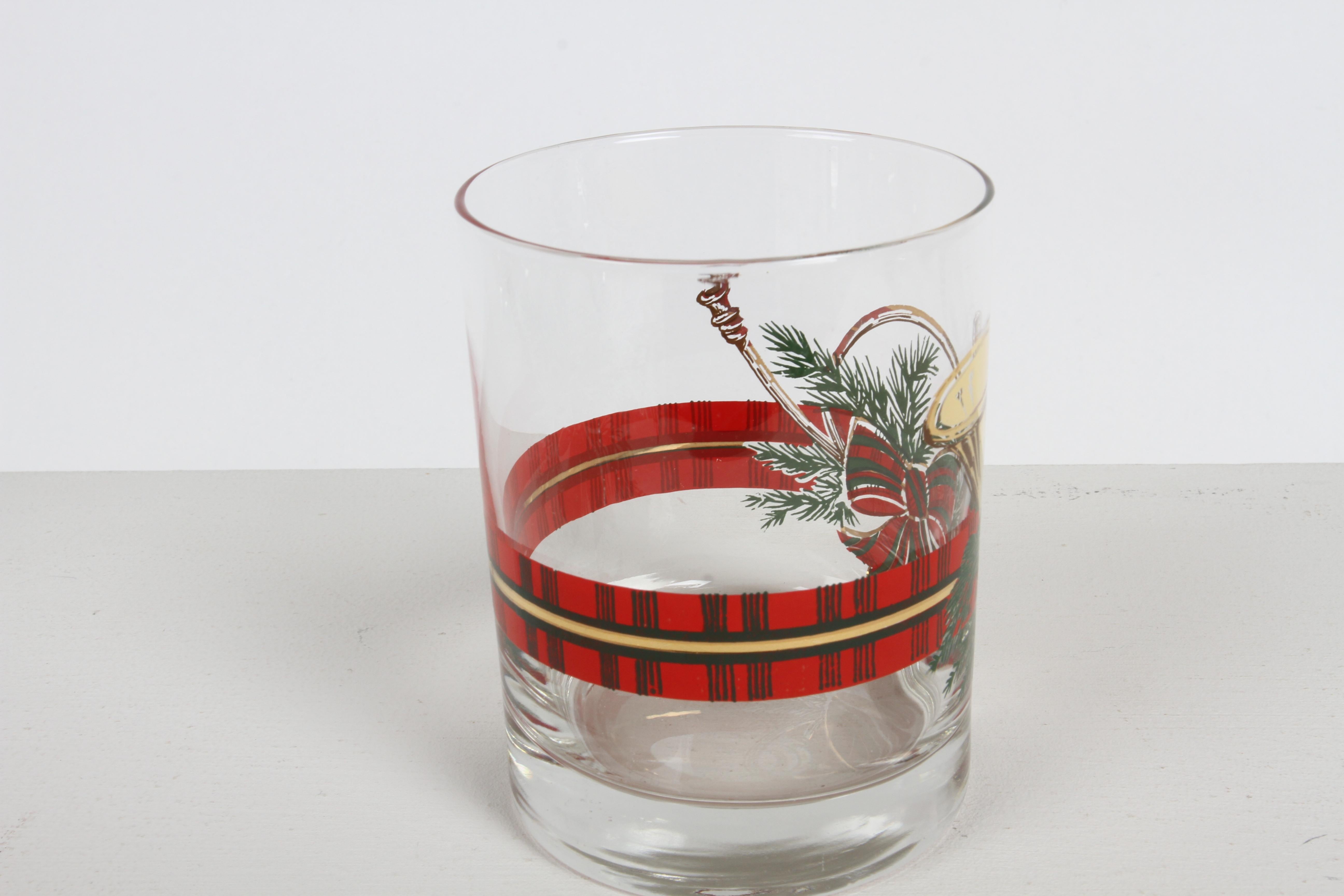 Vintage Georges Briard Christmas Theme Horn & Reef Low Ball Bar Glasses Set of 6 For Sale 3