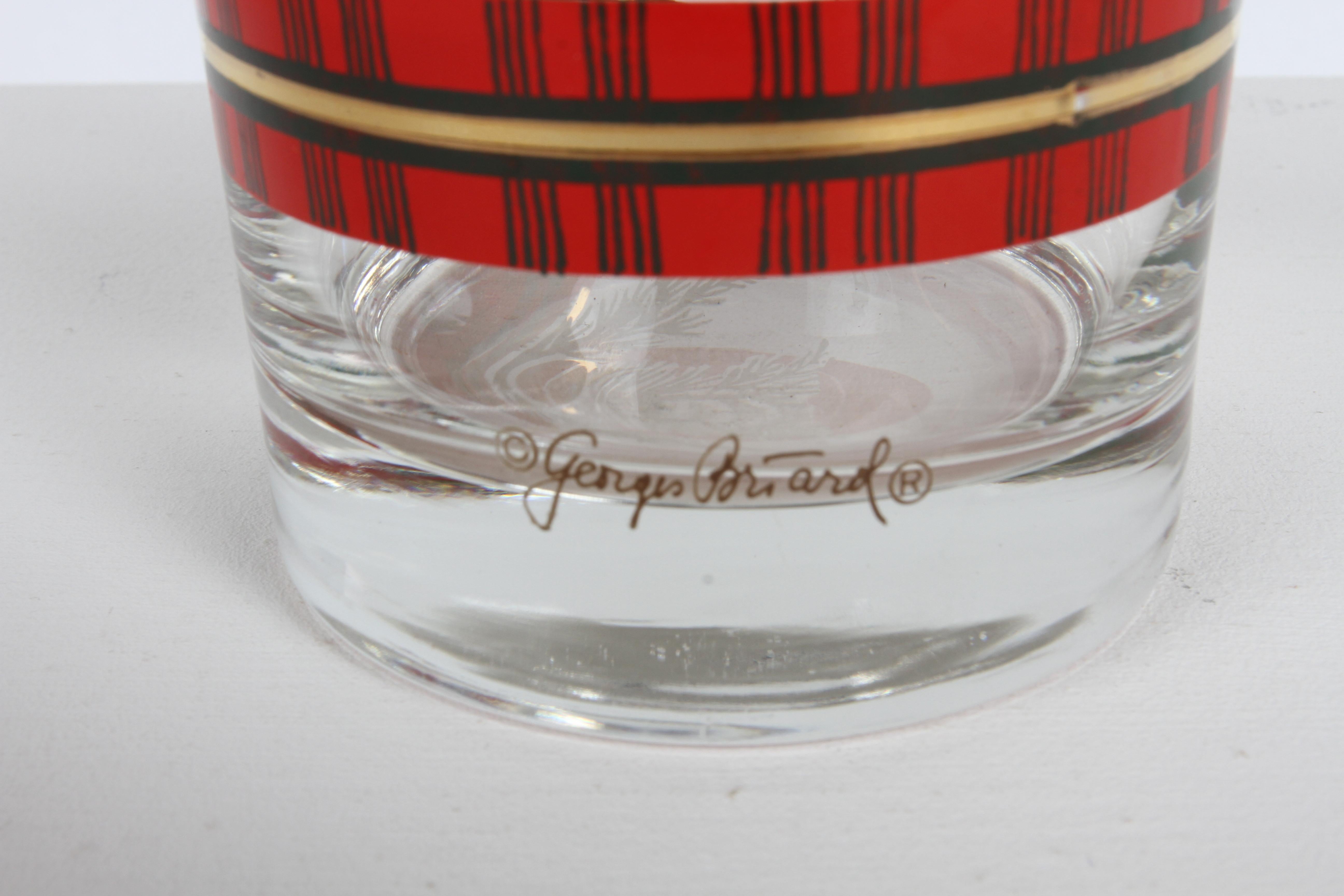 Vintage Georges Briard Christmas Theme Horn & Reef Low Ball Bar Glasses Set of 6 For Sale 2
