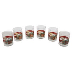 Vintage Georges Briard Christmas Theme Horn & Reef Low Ball Bar Glasses Set of 6