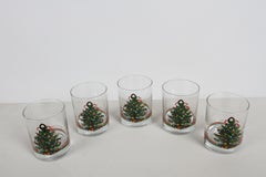 Set de verres de bar Low Ball Vintage Georges Briard, thème arbre de Noël - 5
