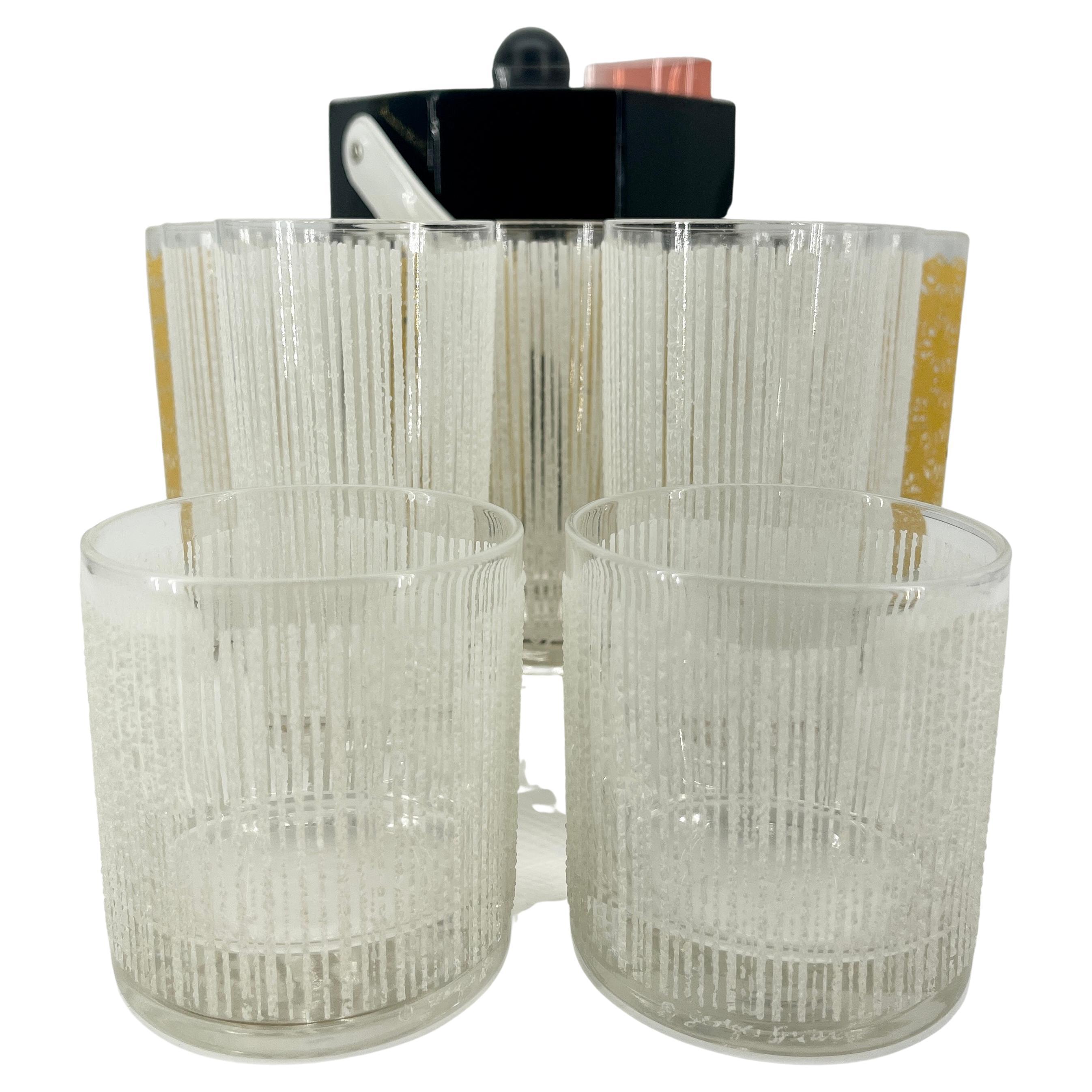 20th Century Vintage Georges Briard Cocktail Glasses and Ice Bucket with Tongs