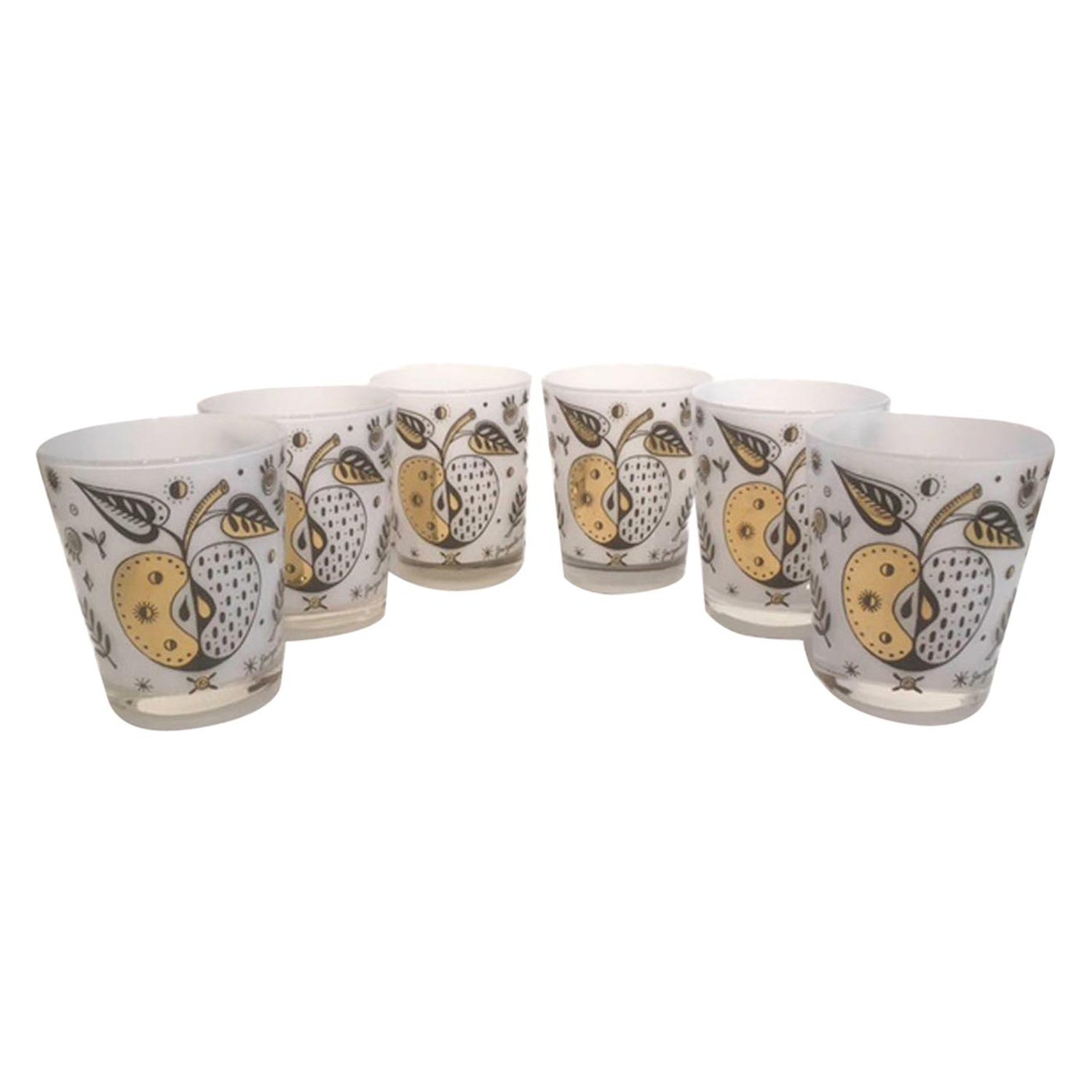Vintage Georges Briard Forbidden Fruit Highball Glasses with White  Interiors For Sale at 1stDibs