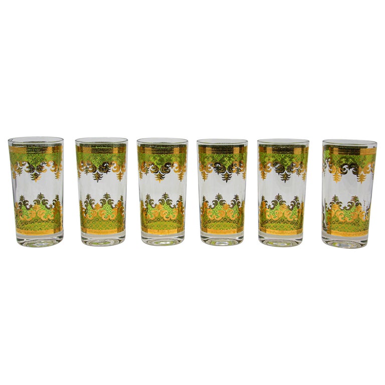 Set of Six Gold Georges Briard Sunflower Cocktail Glasses main image 1
