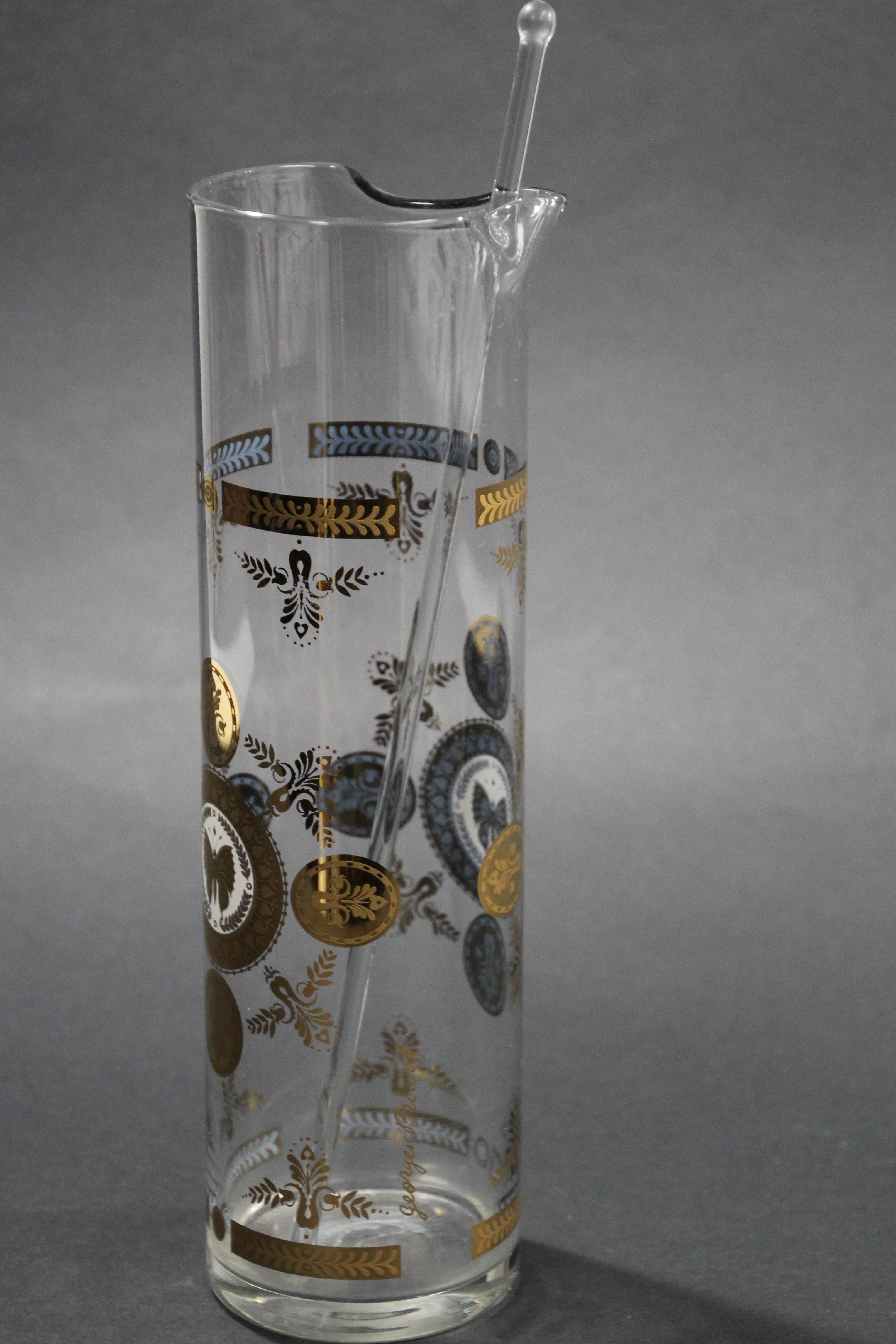 Vintage Georges Briard Midcentury Barware Cocktail Martini Pitcher 3