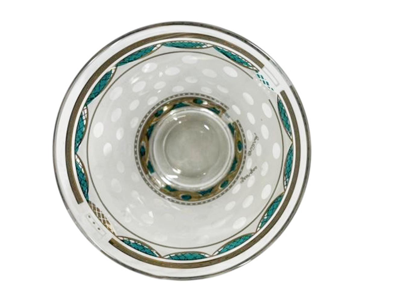 American Vintage Georges Briard Old Fashioned Glasses, Clear Polka Dots on Frosted Ground For Sale