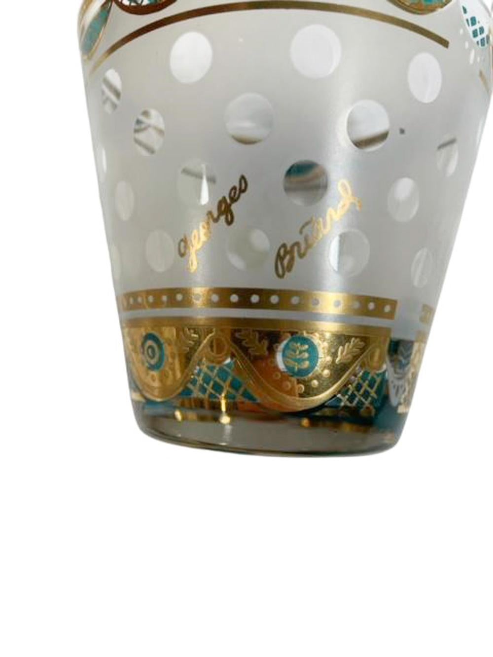 Vintage Georges Briard Old Fashioned Glasses, Clear Polka Dots on Frosted Ground In Good Condition For Sale In Chapel Hill, NC