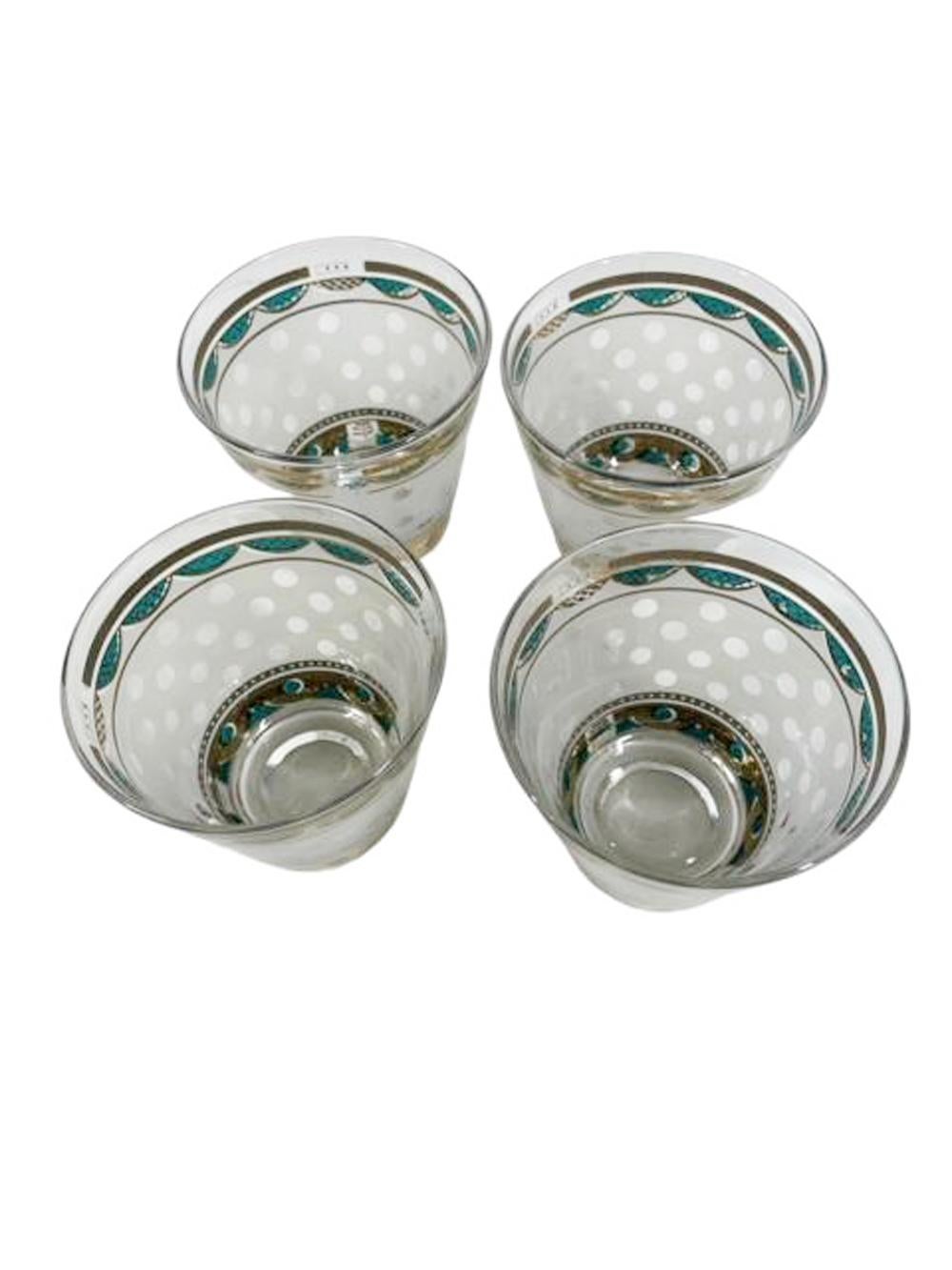 Vintage Georges Briard Old Fashioned Glasses, Clear Polka Dots on Frosted Ground For Sale 2