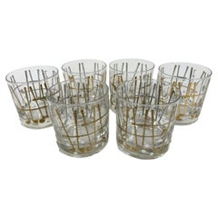 Vintage Georges Briard Rocks Glasses in the Golf Pattern Executed in 22k Gold