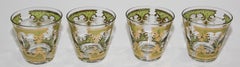Vintage Georges Briard Set of Four Rock Glasses Green and Gold