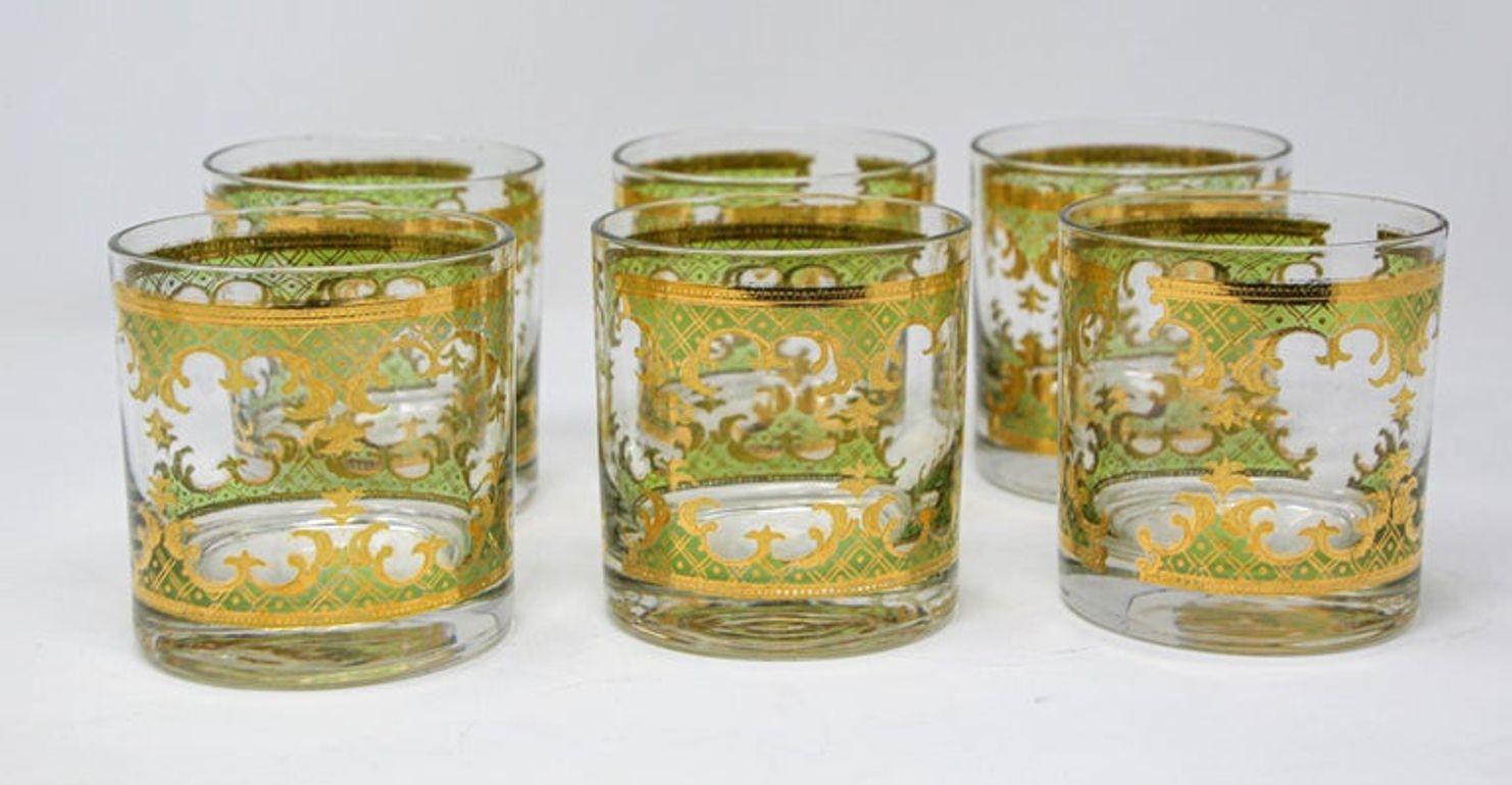 Vintage Georges Briard Mid-Century Modern Glasses Barware - Set of 6
Elegant exquisite vintage set of six rock glasses designed by Georges Briard.
They will create a dramatic display for a back bar or table setting.
Midcentury low ball cocktail