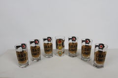 Vintage Georges Briard Style "Load Limit" Stop Lights Hi-Ball Bar Glasses Set 7