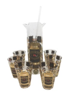 Vintage Georges Briard Thirst Extinguisher Cocktail Set, Pitcher and 6 Glasses