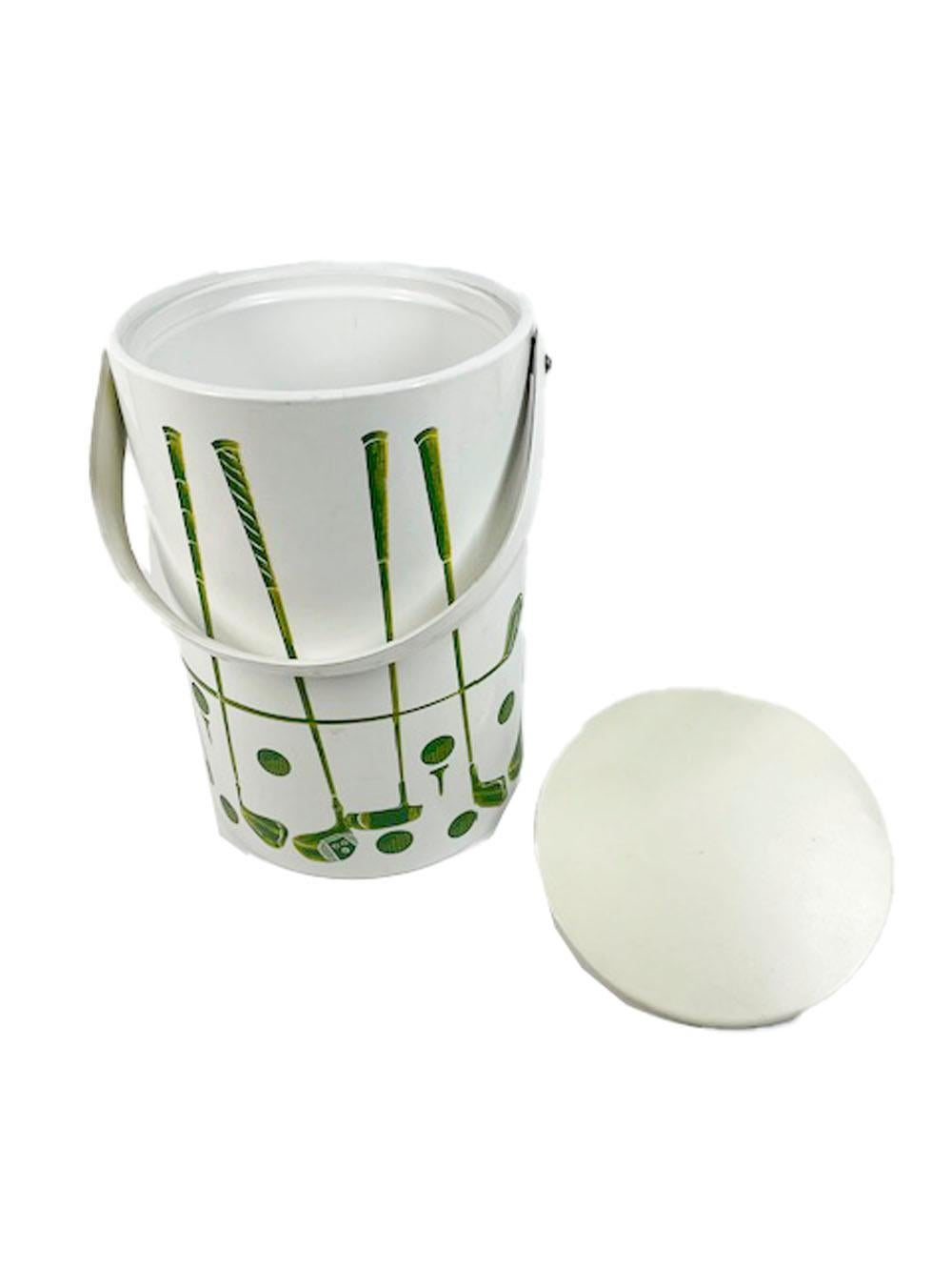 Vintage Georges Briard Vinyl Golf Theme Ice Bucket In Good Condition In Nantucket, MA