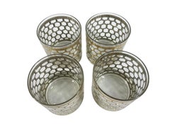 Vintage Georges Briard "Wire" Pattern Rocks Glasses in 22 Karat Gold on Glass