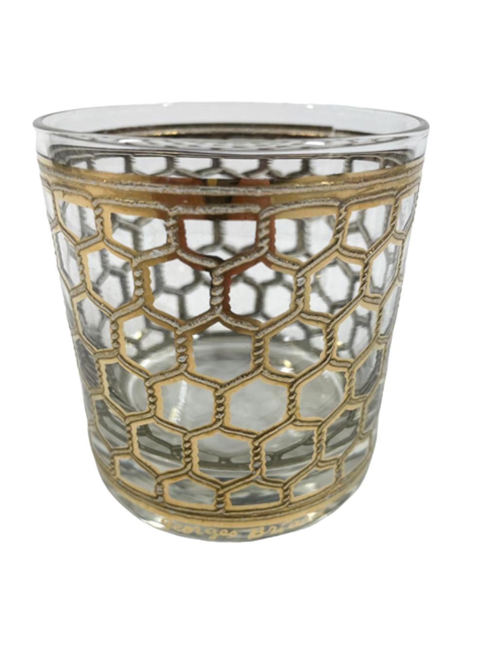 Mid-Century Modern Verres à motif de roches en or 22 carats sur verre à motif « fil » Georges Briard en vente