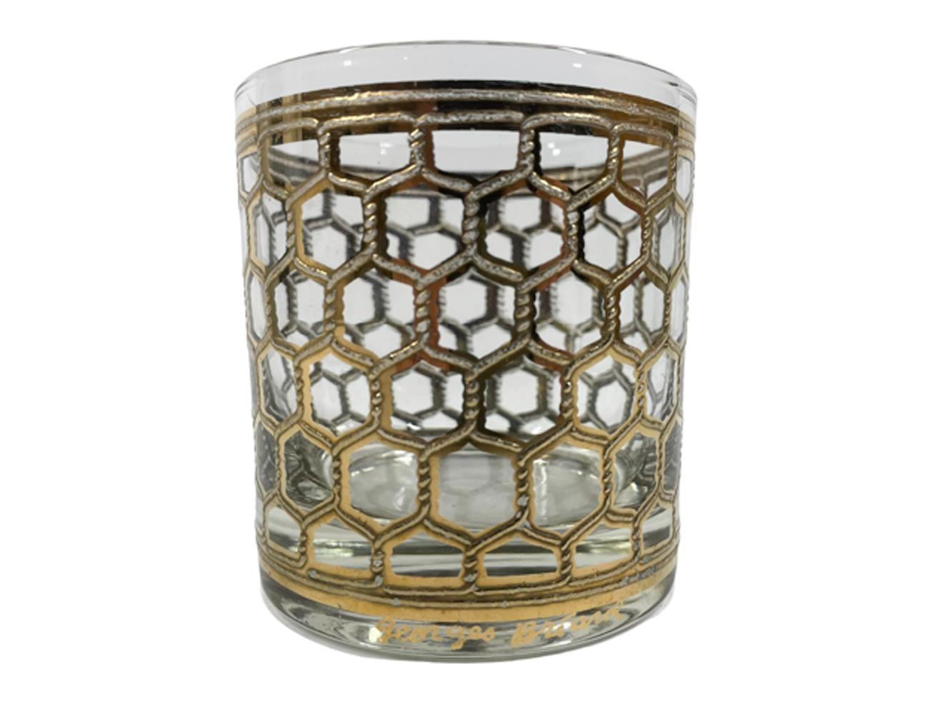 Américain Verres à motif de roches en or 22 carats sur verre à motif « fil » Georges Briard en vente