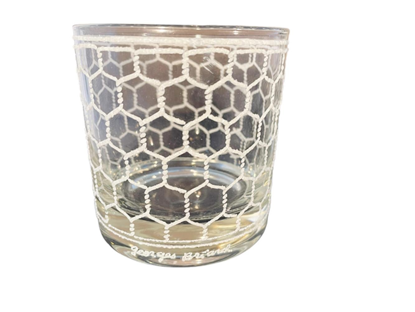 Vintage-Gläser mit „Wire“-Muster von Georges Briard in Weiß auf Klarglas (amerikanisch) im Angebot