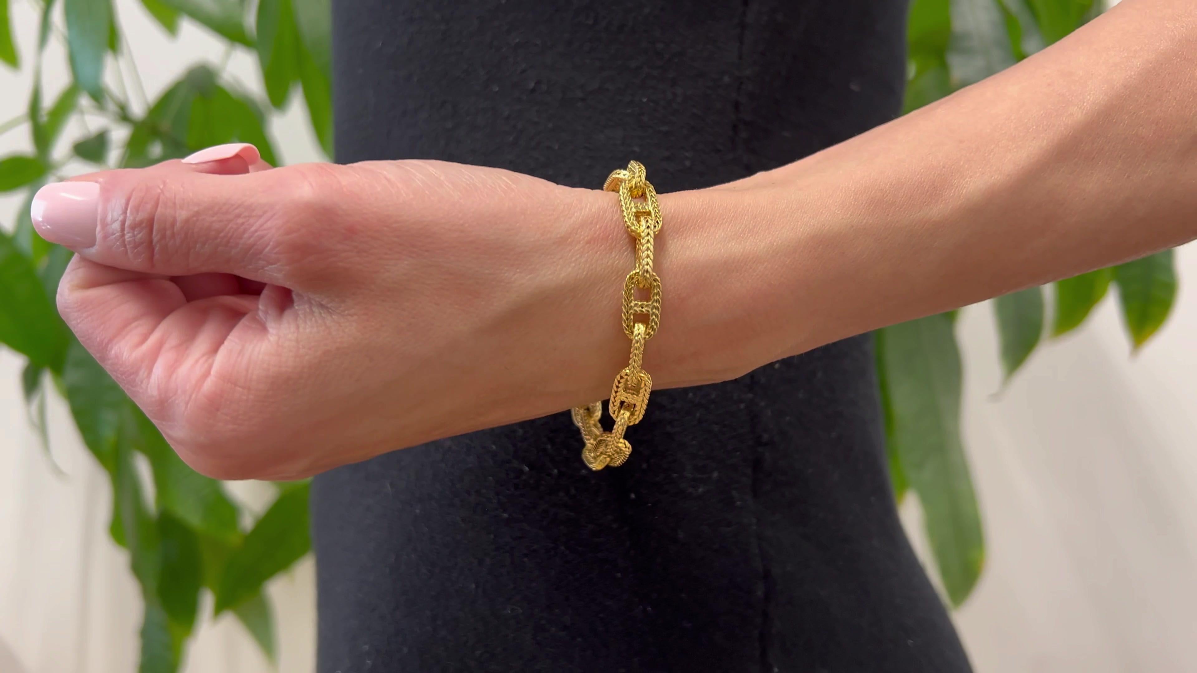 Women's or Men's Vintage Georges Lefant Hermes Paris 18k Yellow Gold Chaine D'Ancre Toggle Bracel