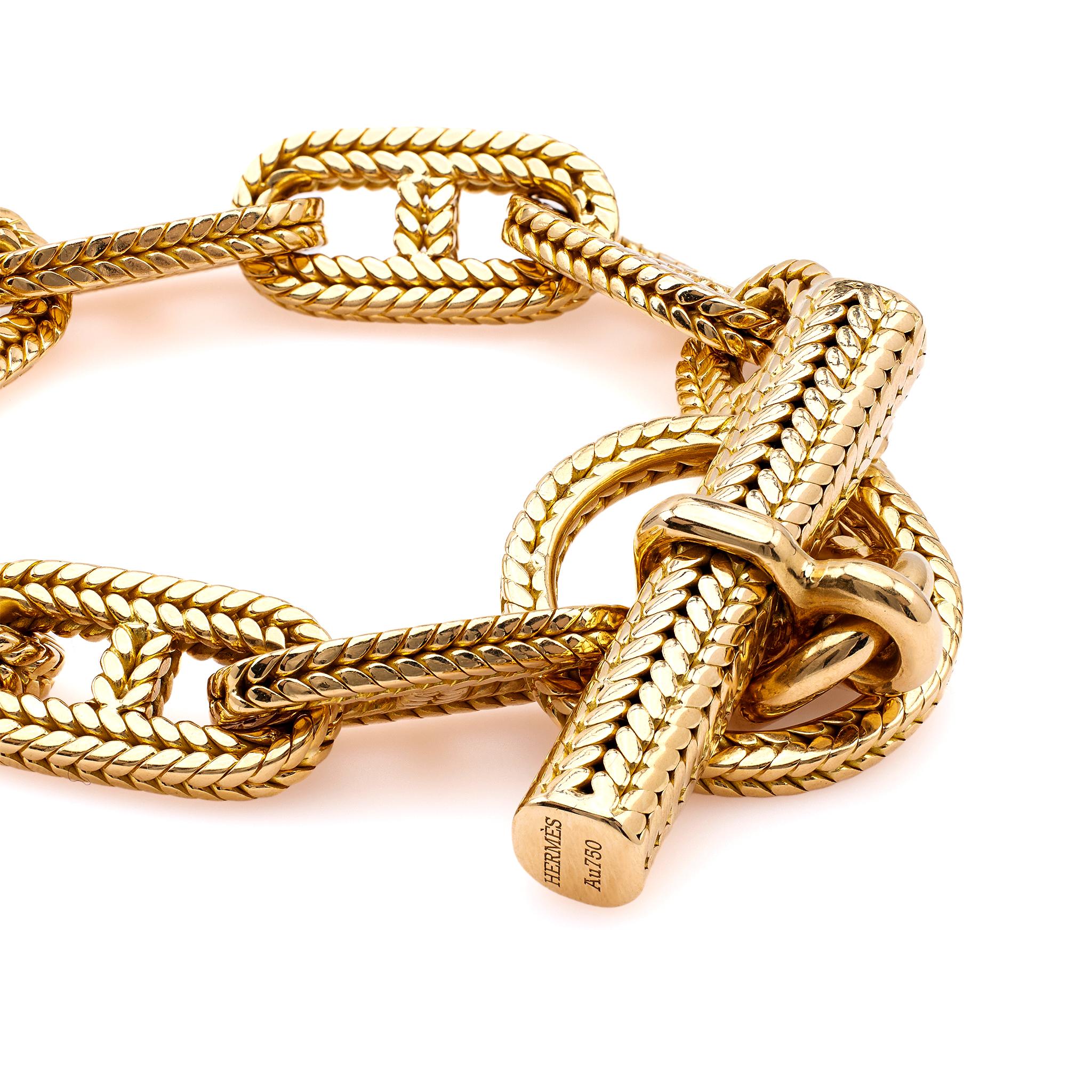Vintage Georges L'Enfant Hermes Paris 18k Gold Chaine D'Ancre Toggle Bracelet 1