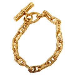 Vintage Georges Lefant Hermes Paris 18k Yellow Gold Chaine D'Ancre Toggle Bracel