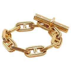 Vintage Georges L'Enfant Hermes Paris 18k Gold Chaine D'Ancre Toggle Bracelet