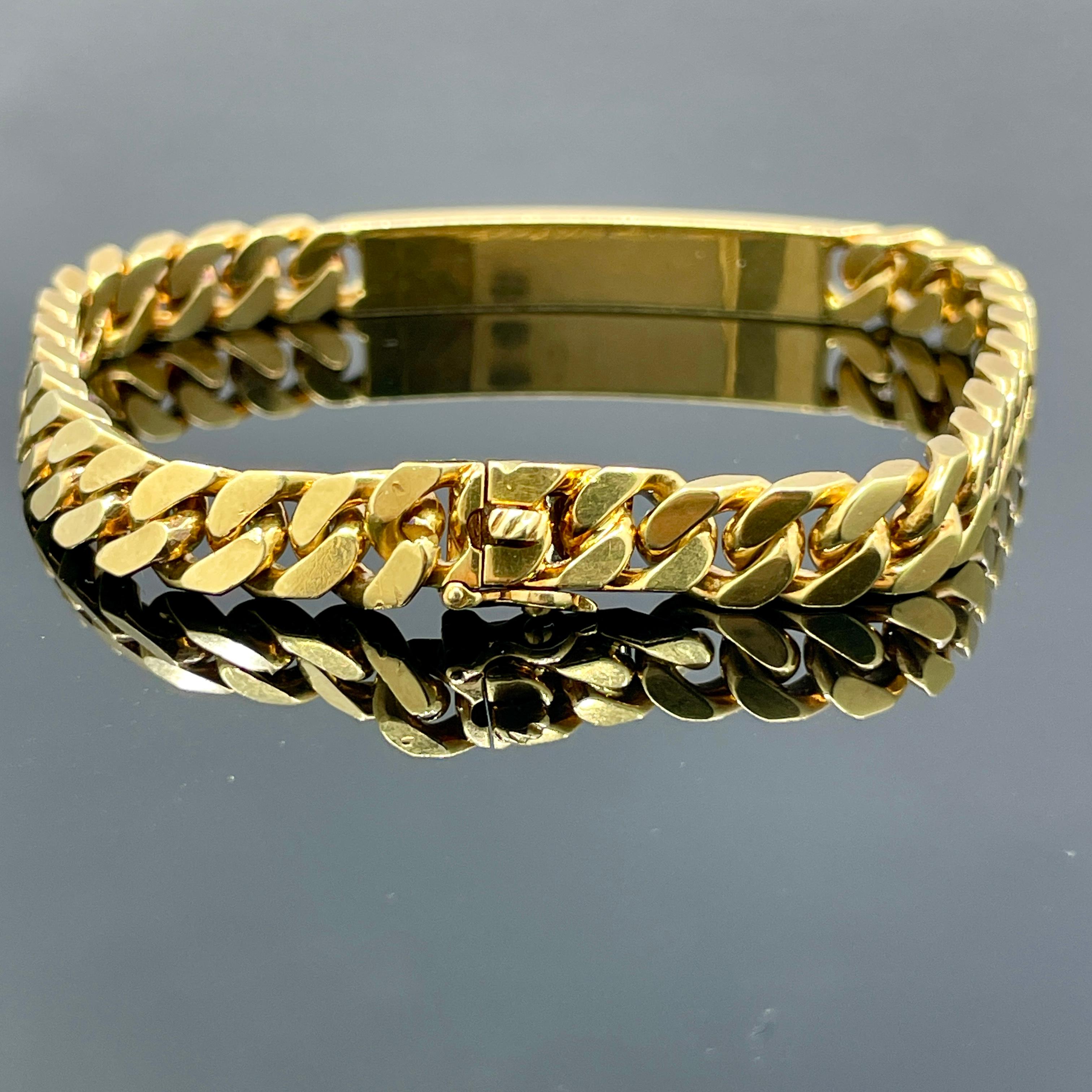 Vintage Cartier Paris by Georges L’Enfant 18K Gold Curb Link ID Bracelet – 7.5
