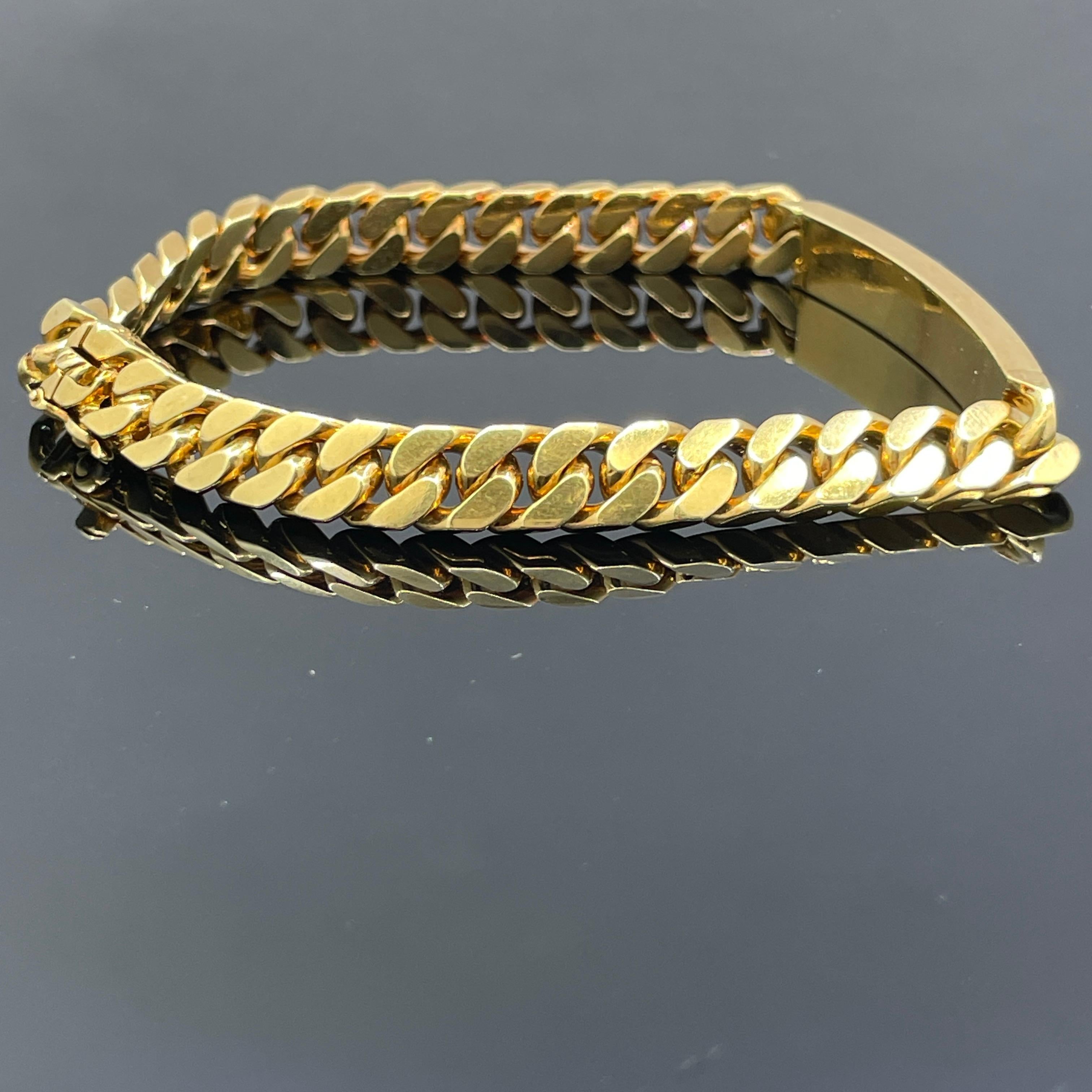 Vintage Georges L'Enfant for Cartier Paris 18k Rose Gold Curb Link ID Bracelet In Good Condition For Sale In Orlando, FL
