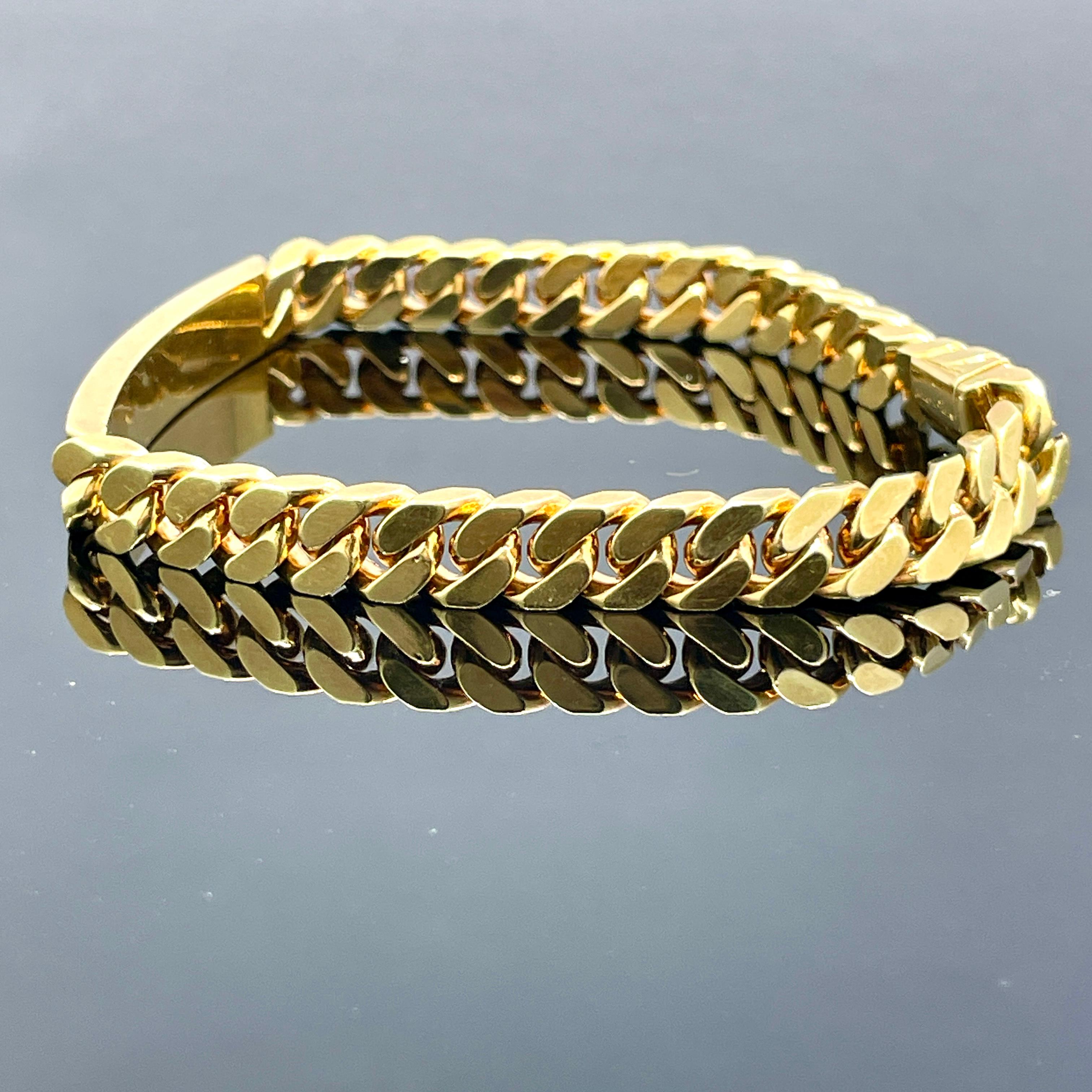 Women's or Men's Vintage Georges L'Enfant for Cartier Paris 18k Rose Gold Curb Link ID Bracelet For Sale