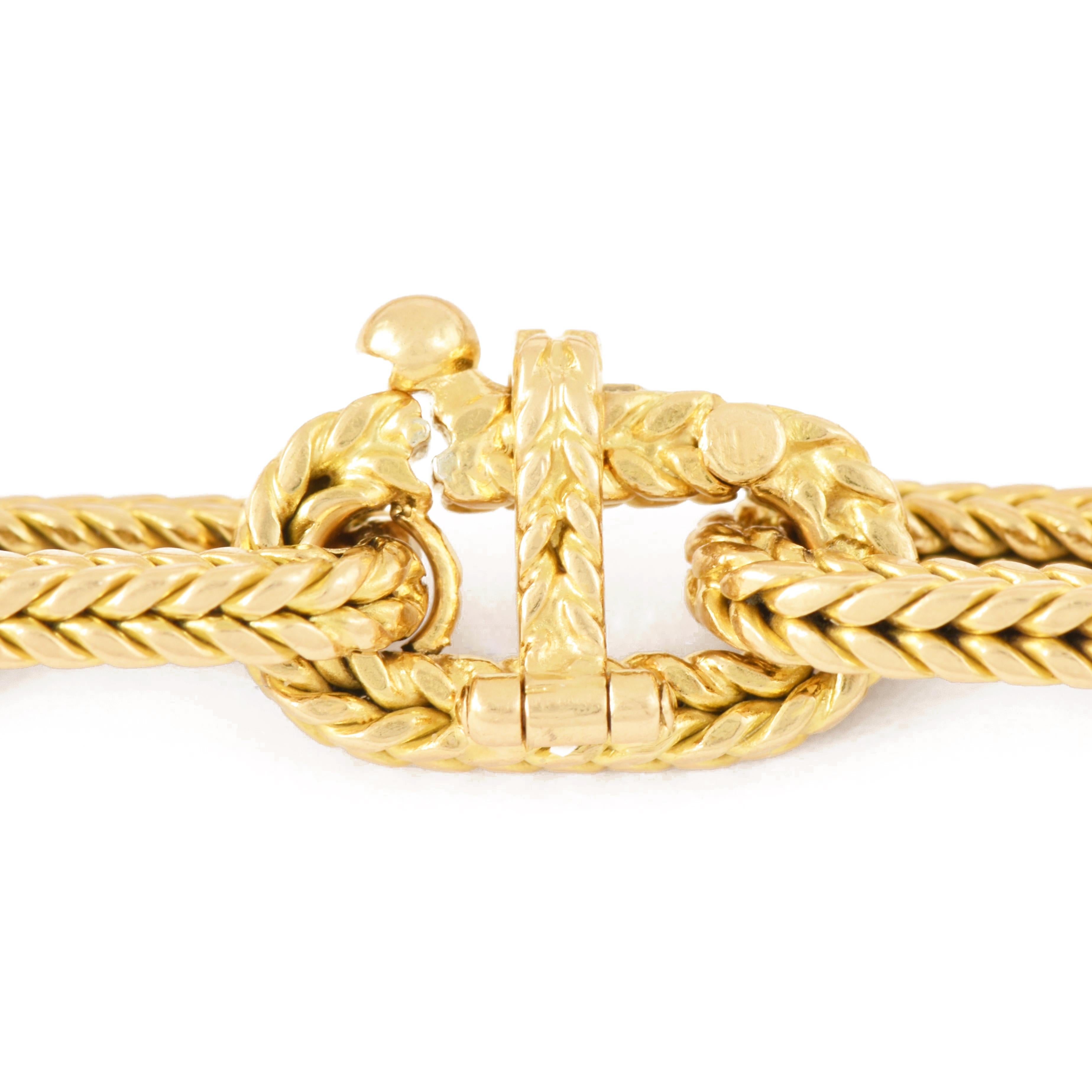 Vintage Georges L'enfant für O.J Perrin, 18 Karat geflochtenes Goldgliederarmband für Damen oder Herren