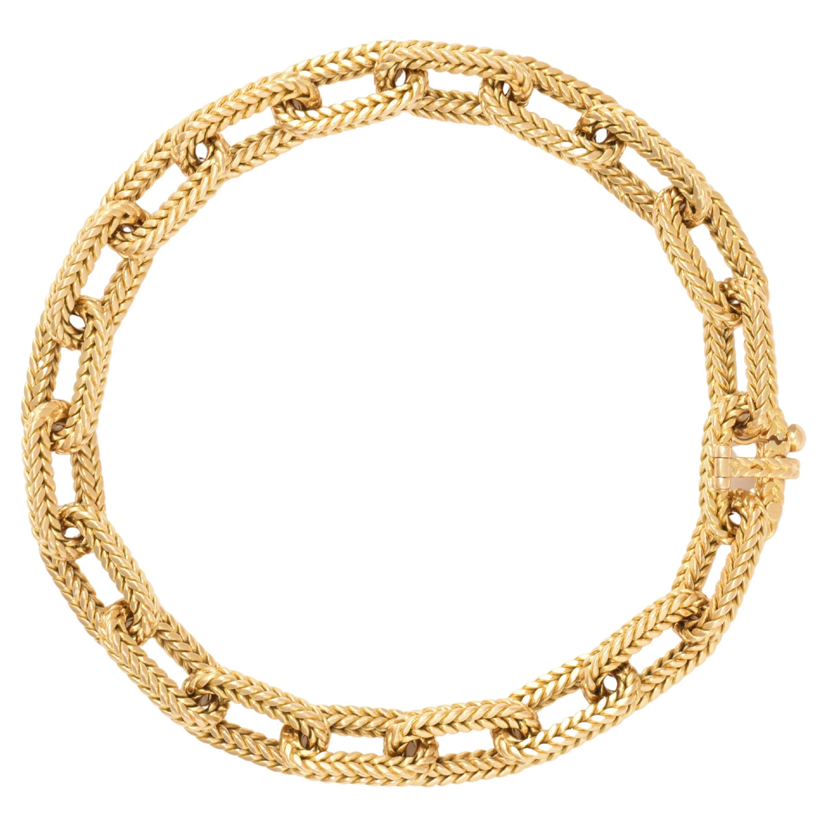 Vintage Georges L'enfant For O.J Perrin, 18k Braided Gold Link Bracelet