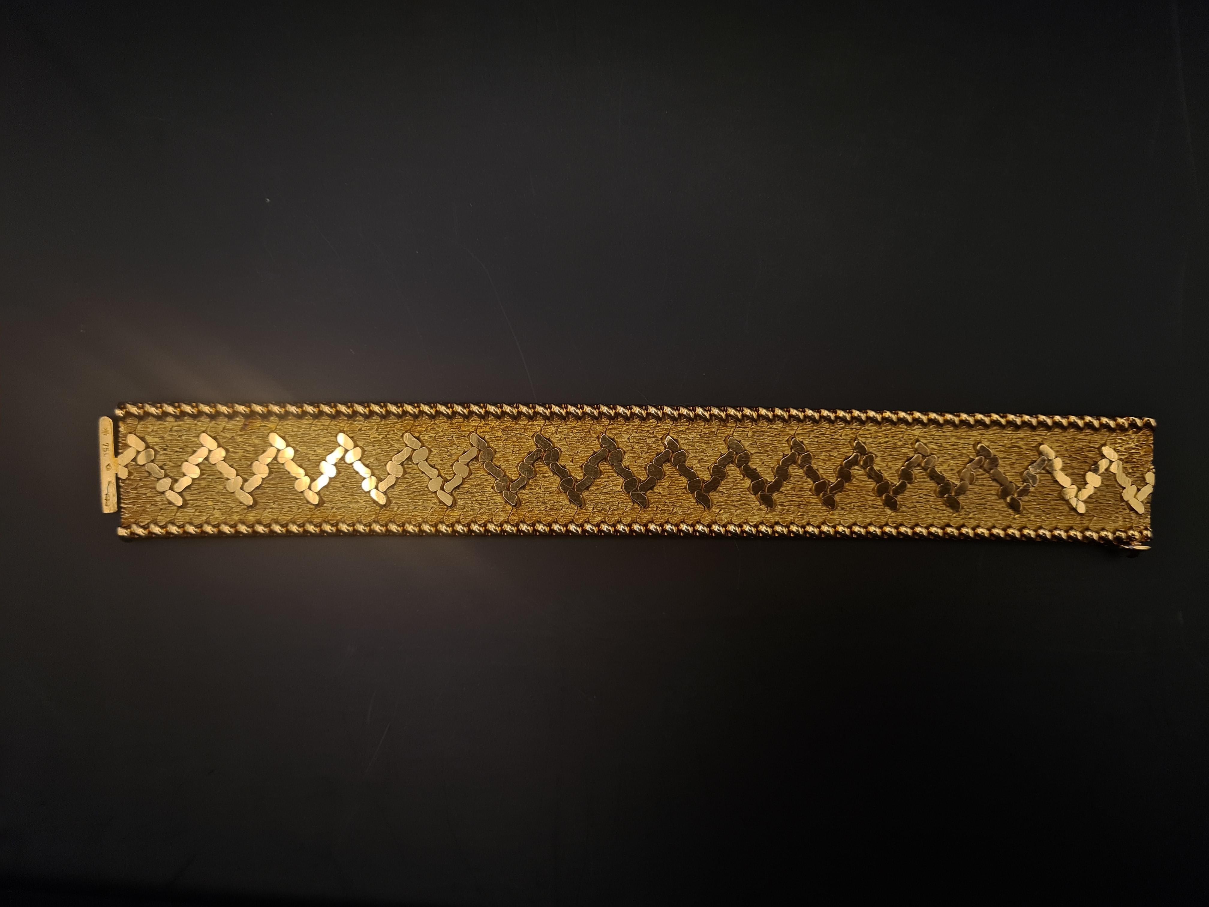 Women's or Men's Vintage Georges L'enfant Paris 1960s Gold Bracelet For Sale