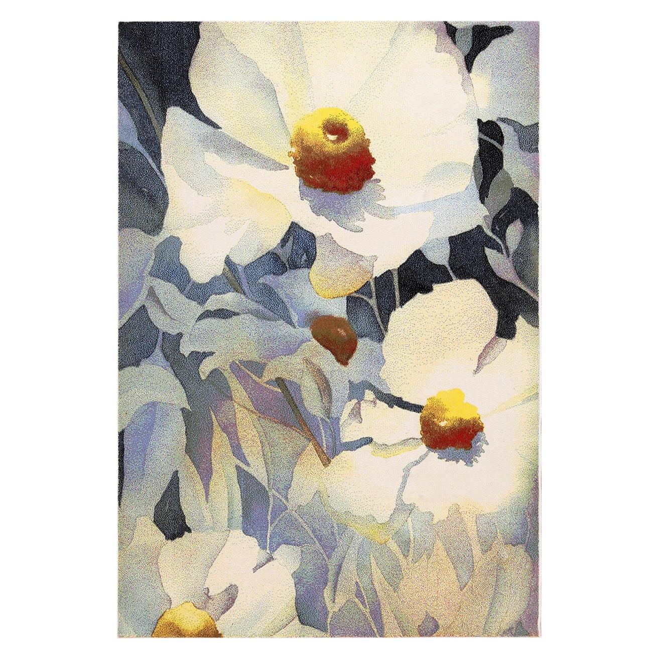Vintage Georgia O’keeffe Art Rug from Scandinavia. Size: 5 ft 2 in x 7 ft 7 in