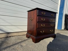 Vintage Georgian Black Mahogany Nightstand / 4 Drawer Silver Chest