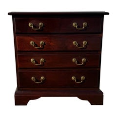 Vintage Georgian Black Mahogany Nightstand / 4 Drawer Silver Chest