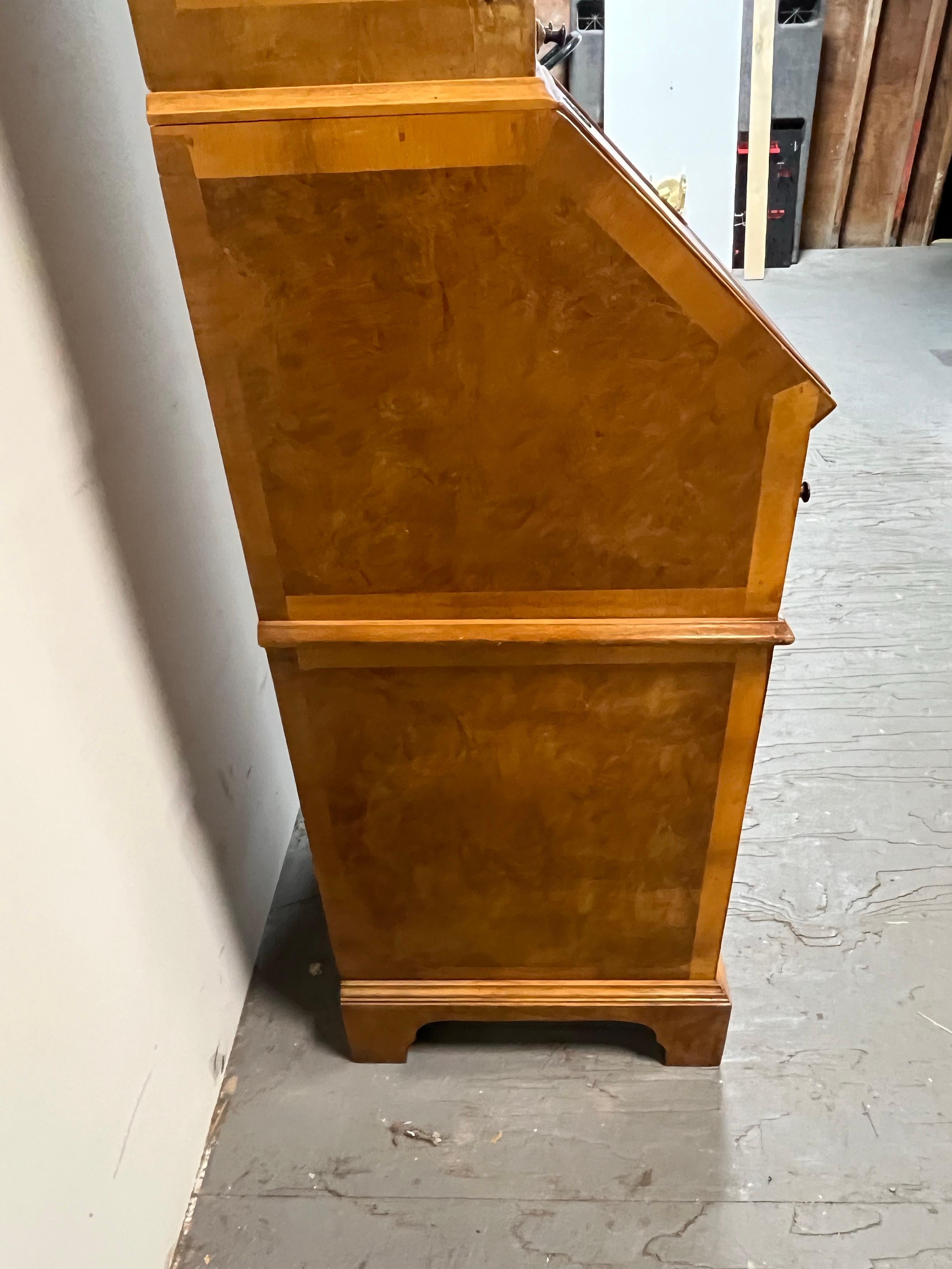 Vintage Georgian Burl Secretary Bookcase Italy For Sale 4