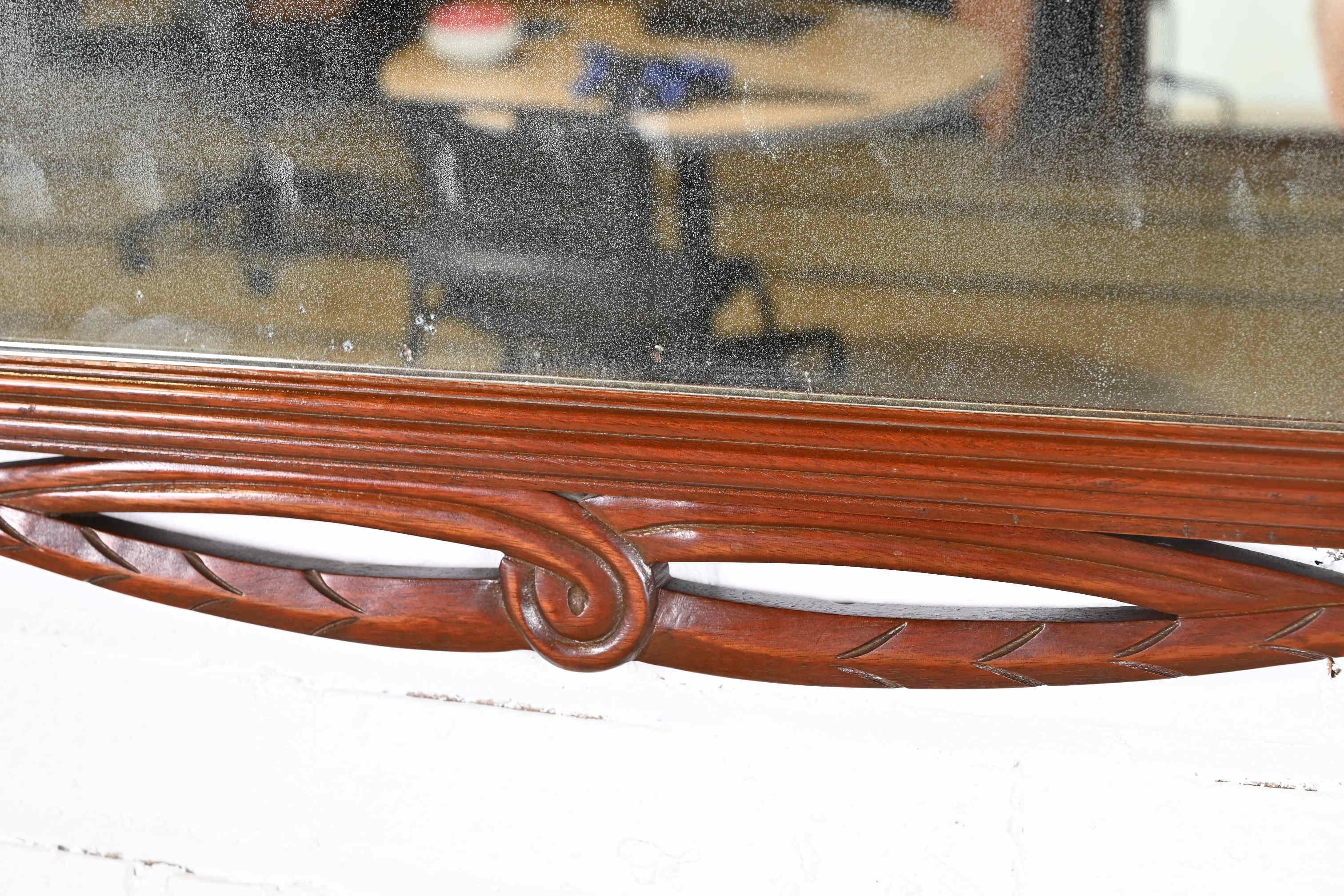 American Vintage Georgian Carved Mahogany Wall Mirror For Sale