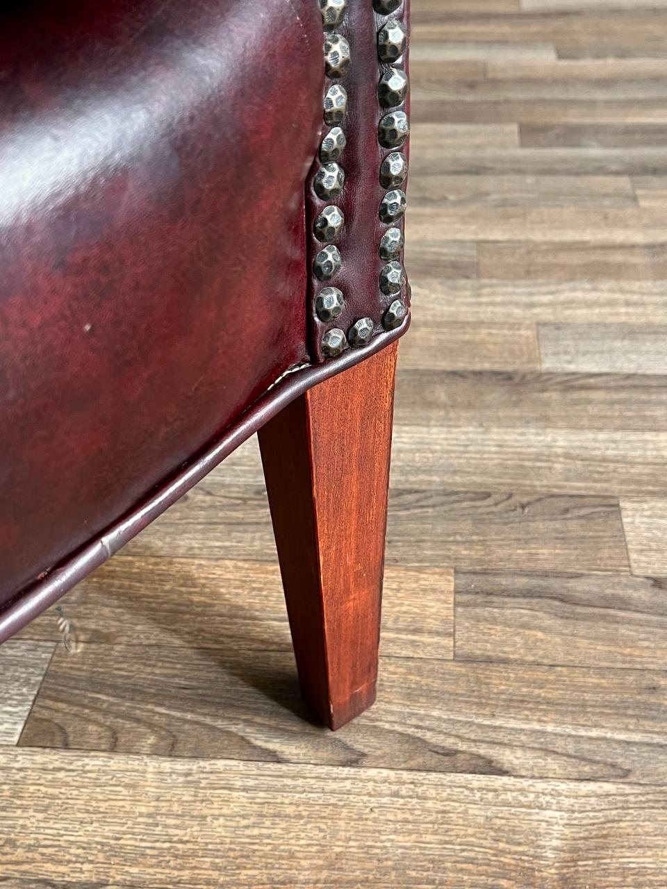 Vintage Georgian Chesterfield Style Leather Wing Back Chair 5