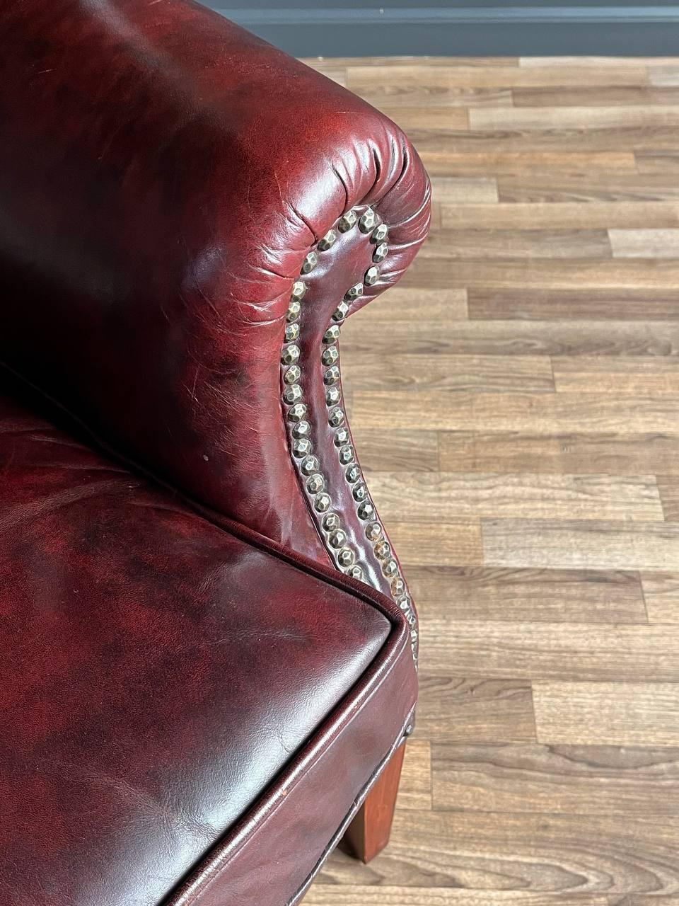 Vintage Georgian Chesterfield Style Leather Wing Back Chair 4