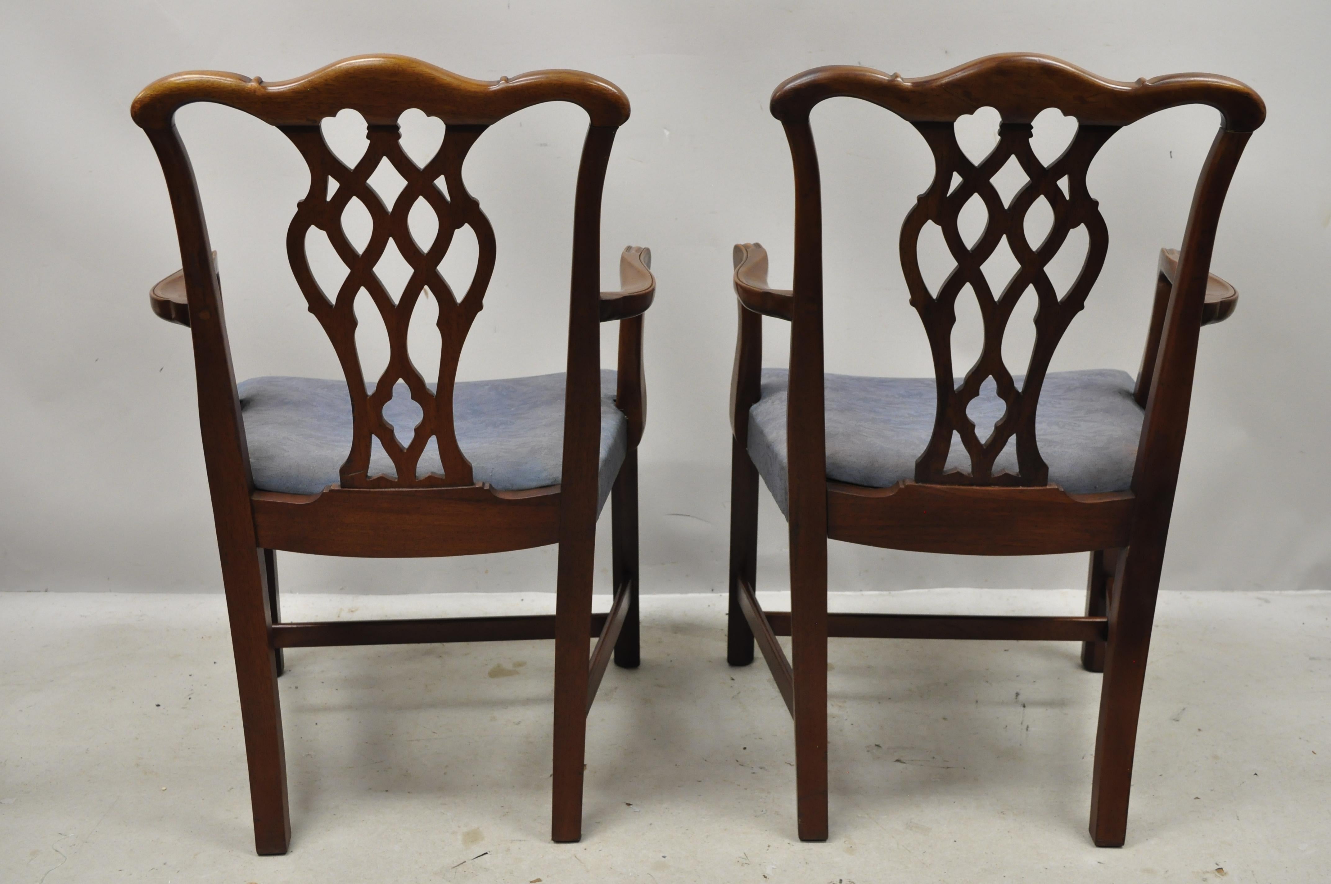 Vintage Georgian Chippendale Carved Mahogany Dining Captains Armchairs, Pair B 5